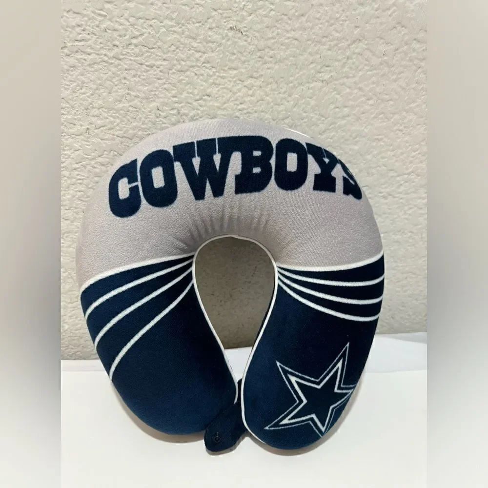 Dallas Cowboys Wave Memory Foam U-Neck Travel Pillow - Blue